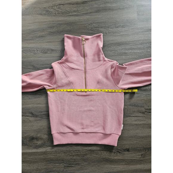 Varley Pink Rose Ottoman Half Zip Ribbed Knit Cowl Neck Pullover NWT Size Small - Picture 10 of 12